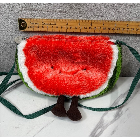 NEW Jellycat Amuseables Watermelon Purse Crossbody Bag OS Red Green Plush London - Picture 6 of 7